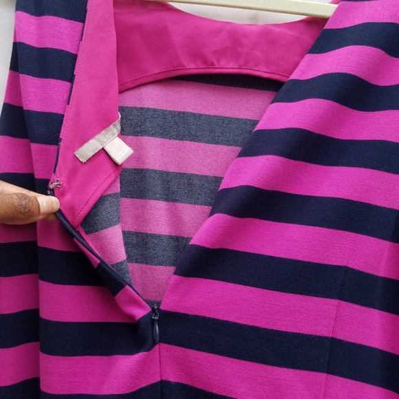 💼 Banana Republic Fuchsia & Navy Sleeveless Flounce Dress - Picture 6 of 8